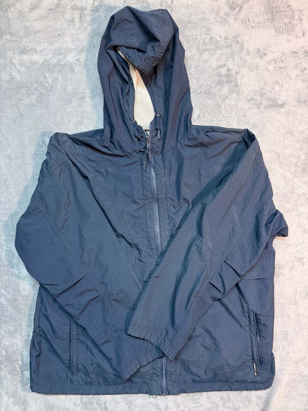 Vintage Members Only Navy Blue Hooded Windbreaker Jacket XL